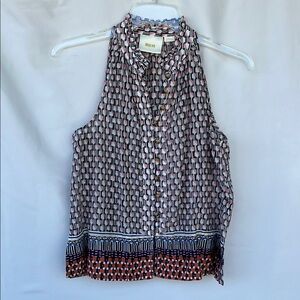 Maeve by Anthropologie Sleeveless Blouse with Mandarin Collar